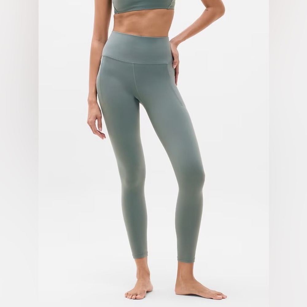Athleta Sage Green High-Waist Leggings full length